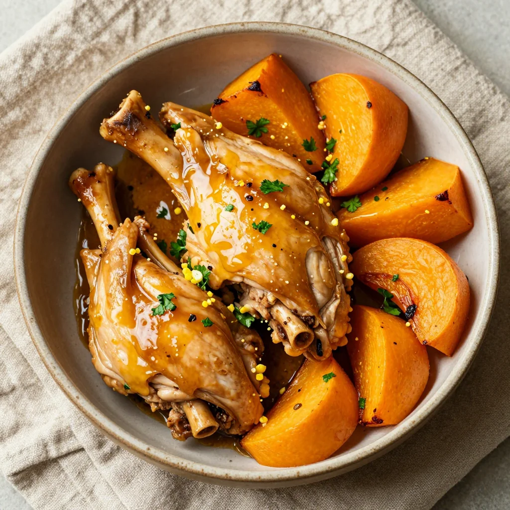 slow cooker citrus chicken with roasted winter squash and parsnips