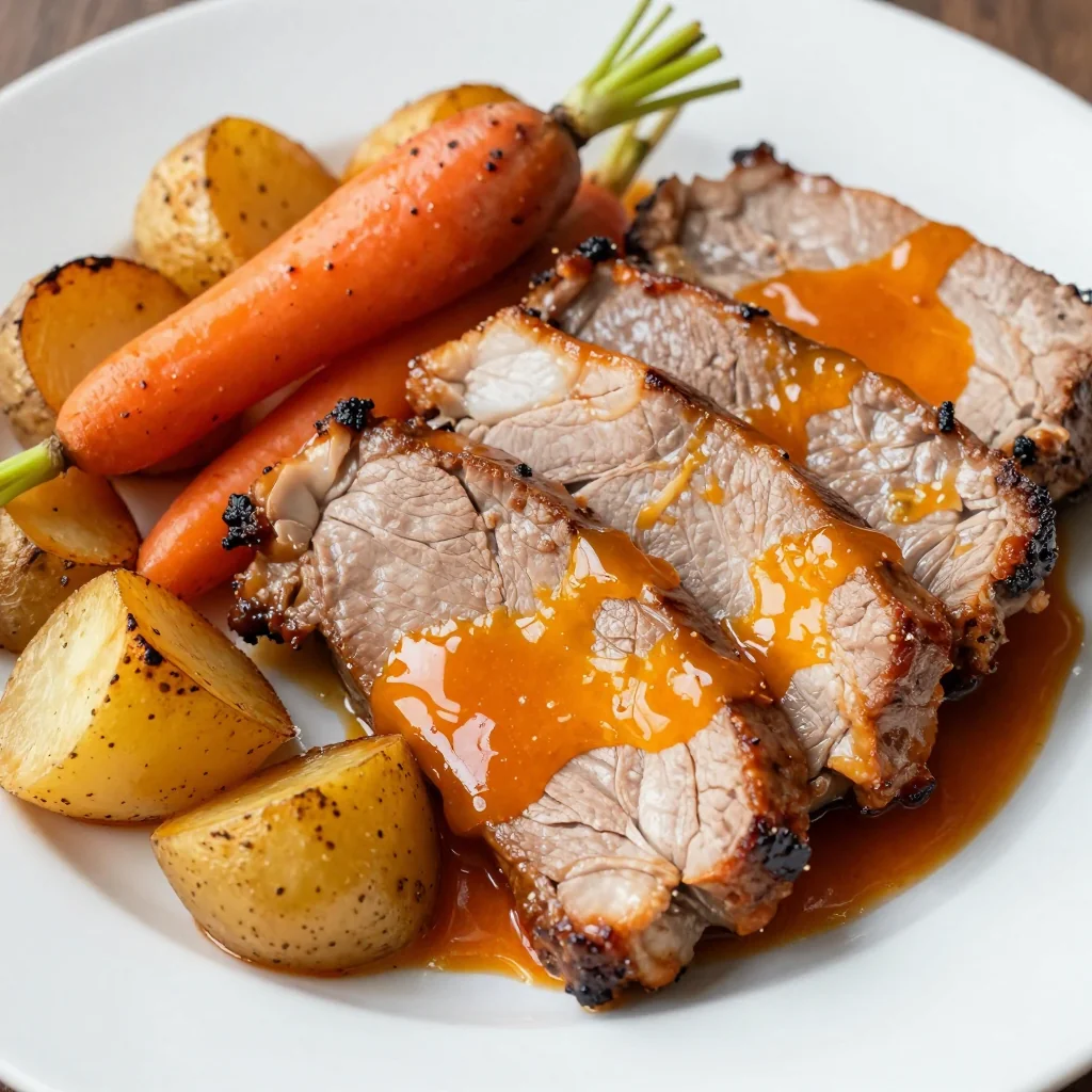 slow cooker orangeglazed pork loin with root vegetables for dinner