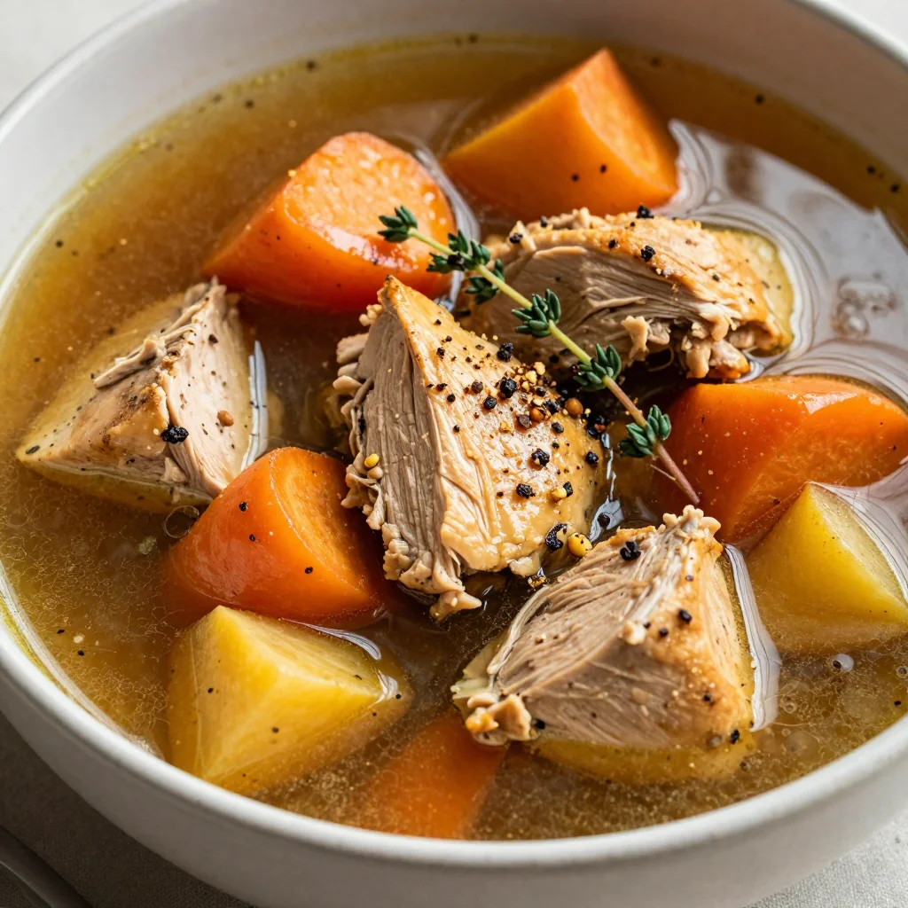 slow cooker root vegetable and turkey stew for cold january nights