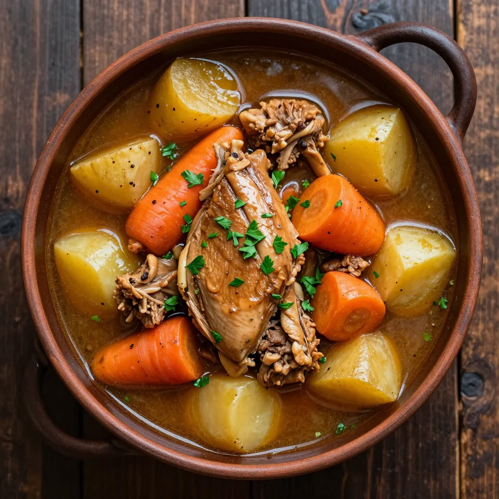 slow cooker root vegetable and turkey stew for cold january nights