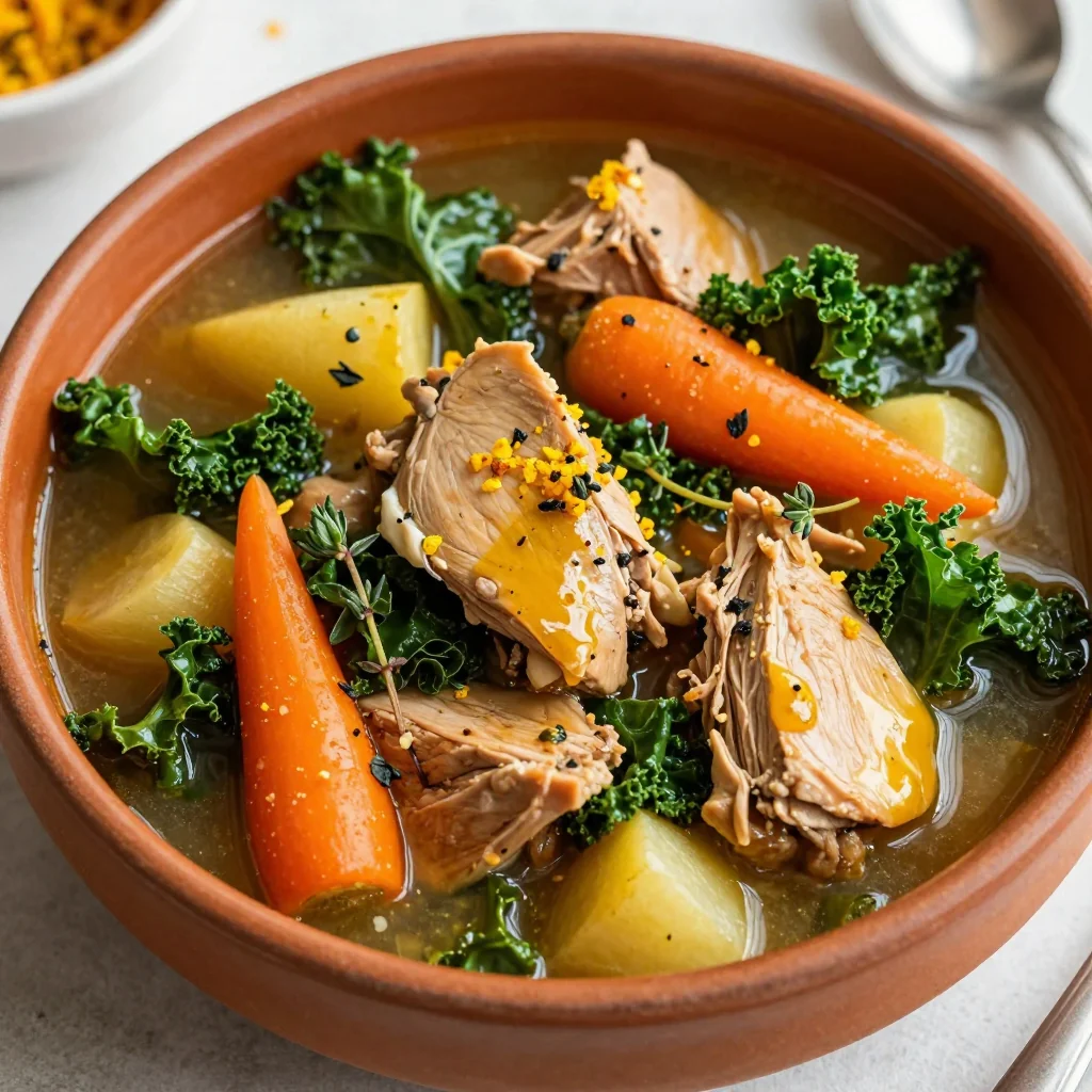 slow cooker turkey and winter vegetable stew with citrus glaze