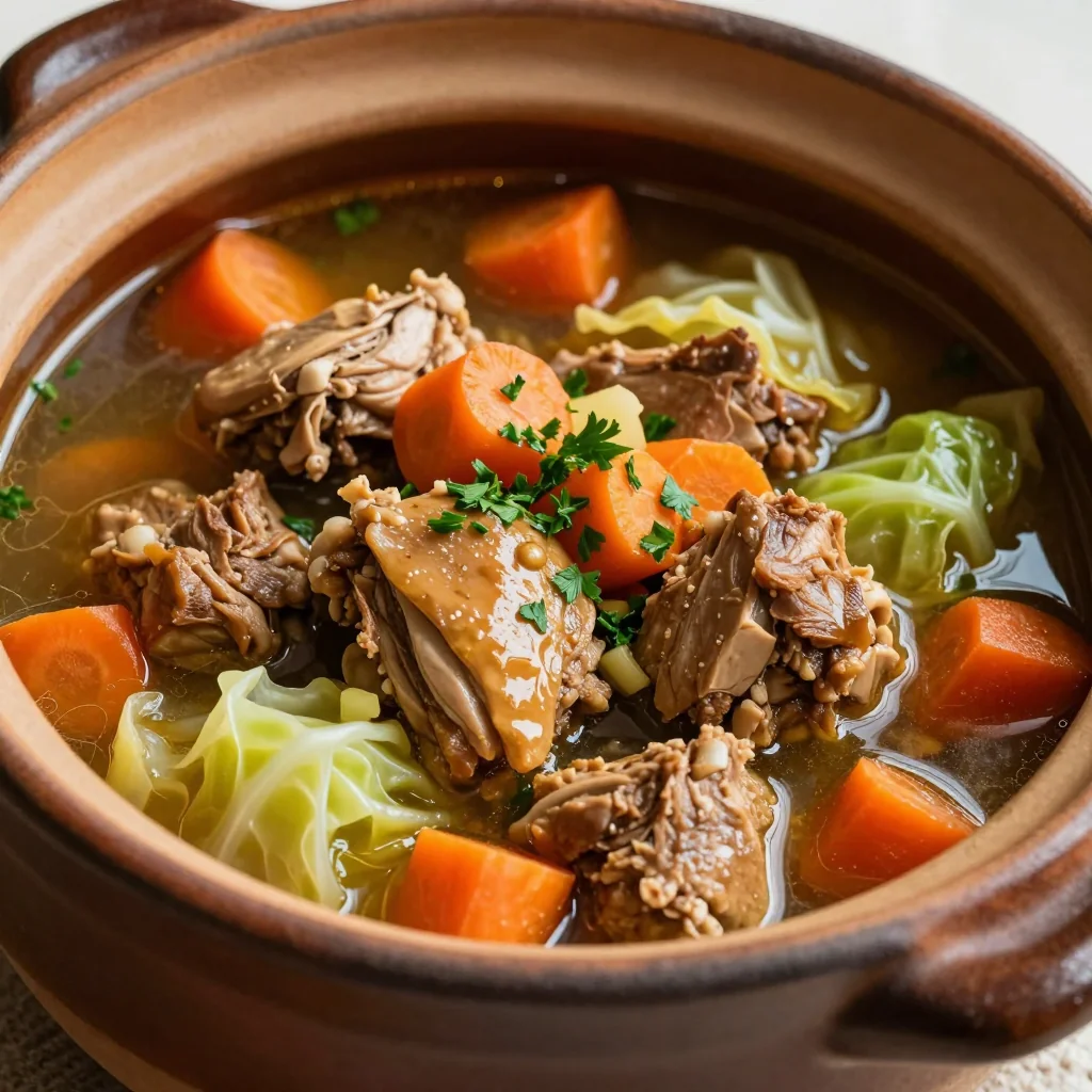 slow cooker turkey stew with cabbage and carrots for family suppers