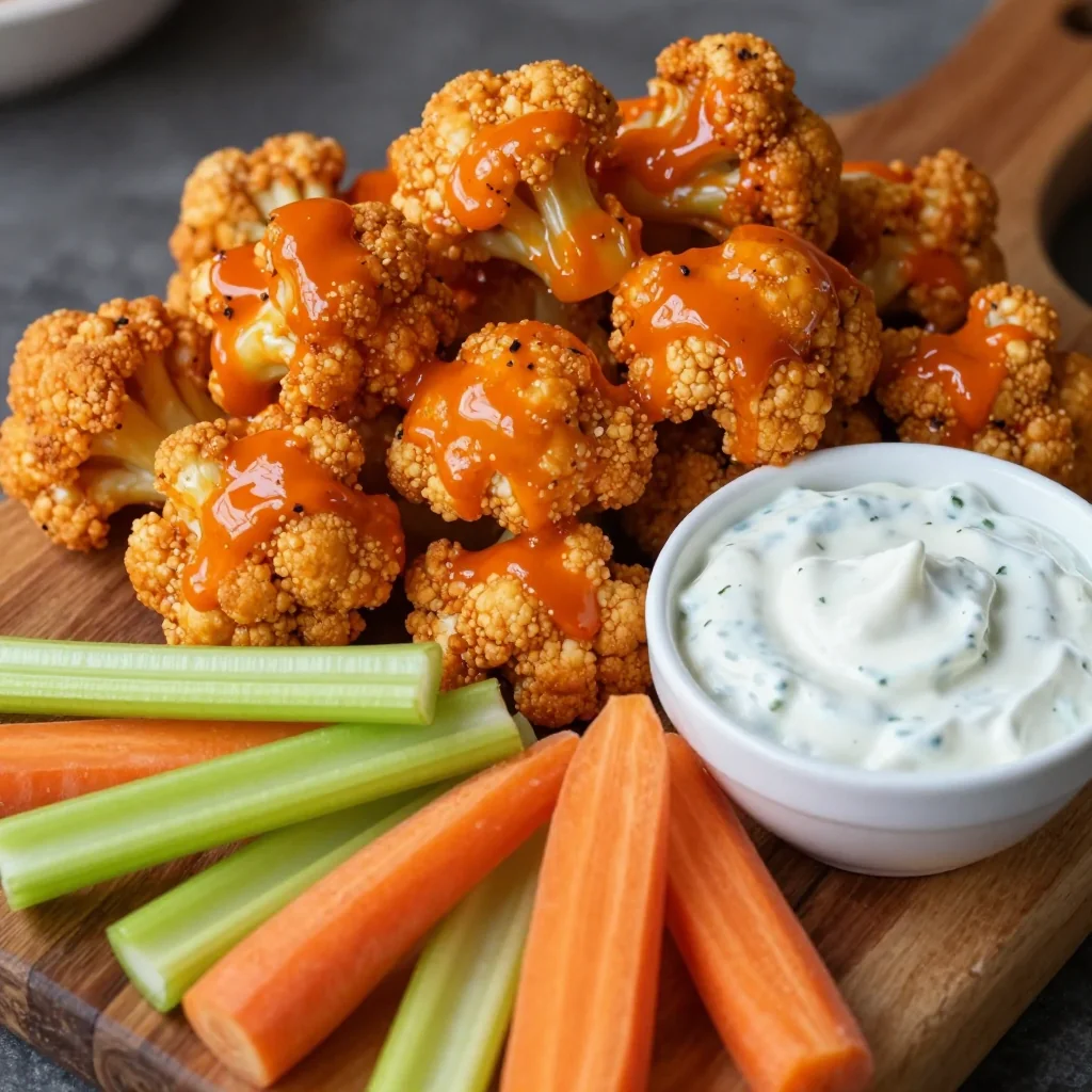 Spicy Buffalo Cauliflower Bites for NFL Playoff Watch Parties