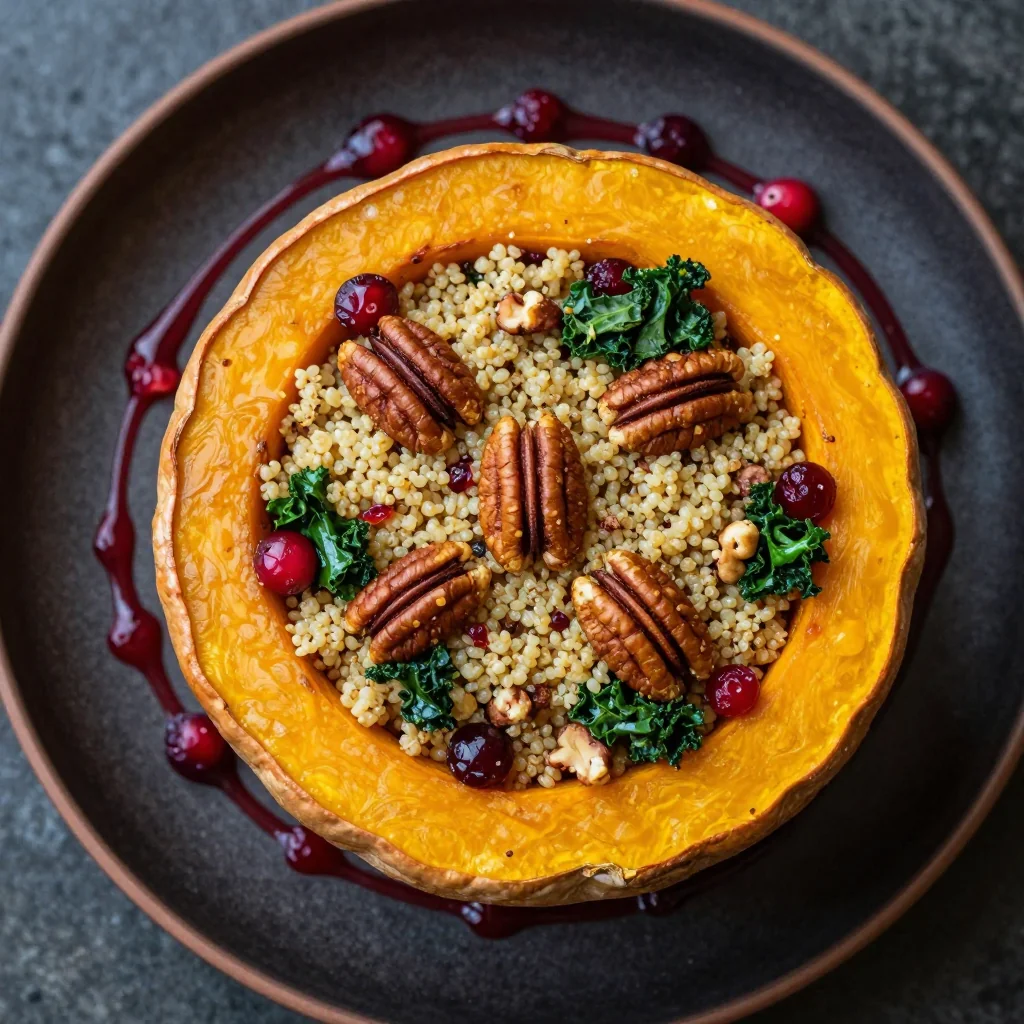stuffed acorn squash with quinoa and cranberries for winter meals