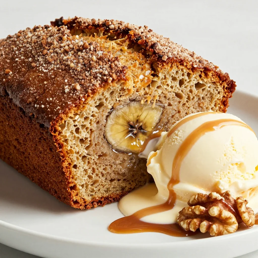 Warm Banana Bread With A Crunchy Cinnamon Sugar Crust