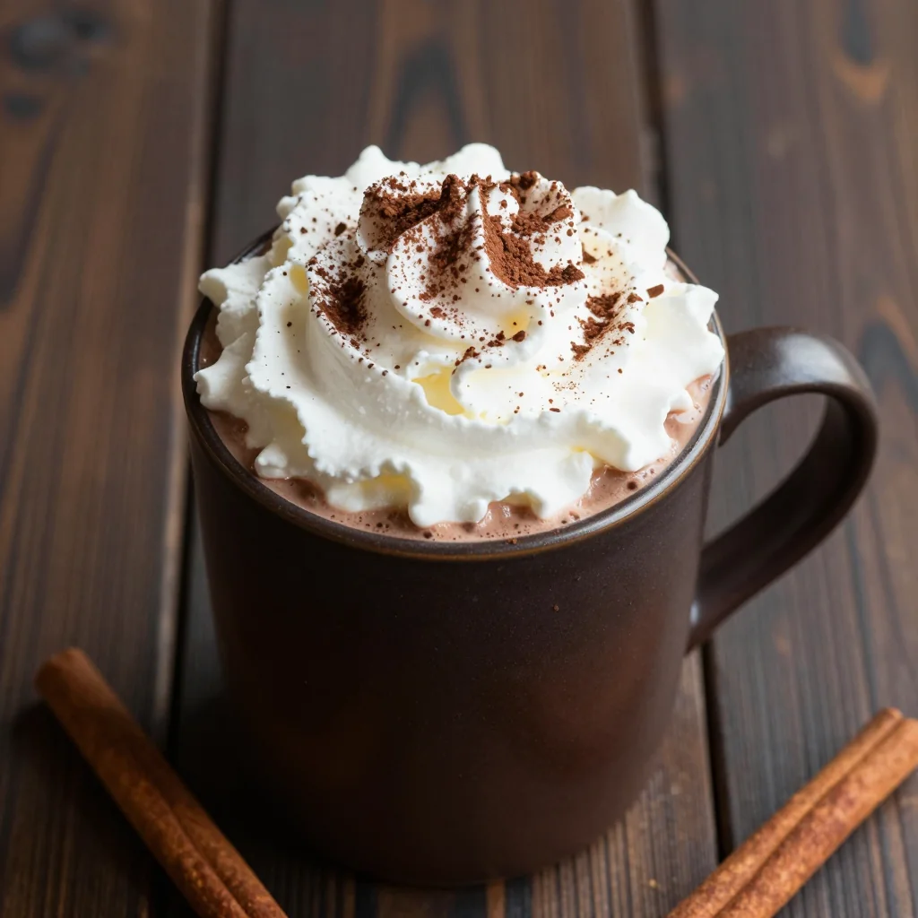 warm cinnamonspiced hot cocoa with whipped cream for winter evenings