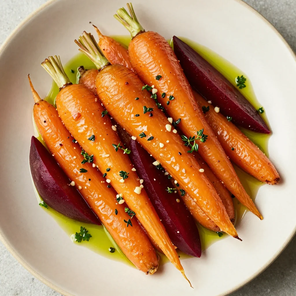 warm citrus roasted carrots and beets with garlic for family dinners