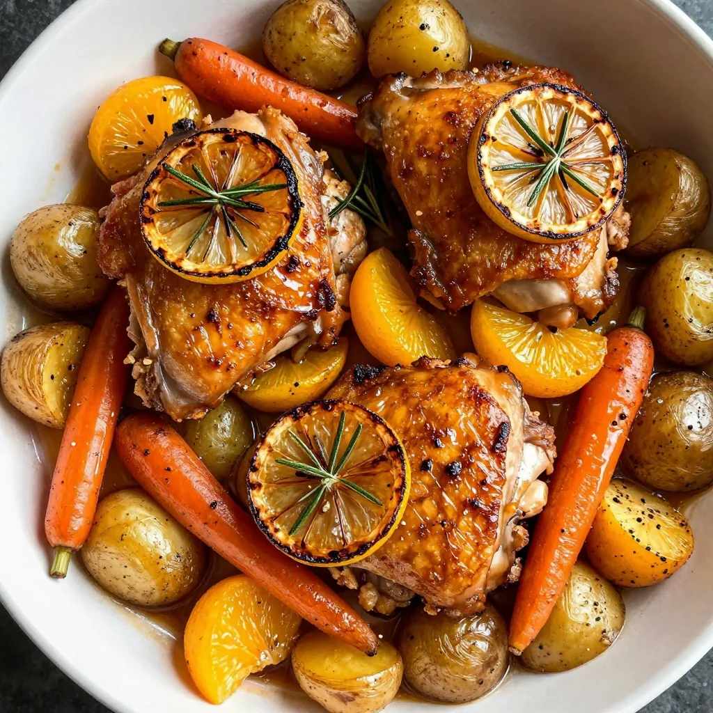 warm citrus roasted chicken with potatoes and carrots
