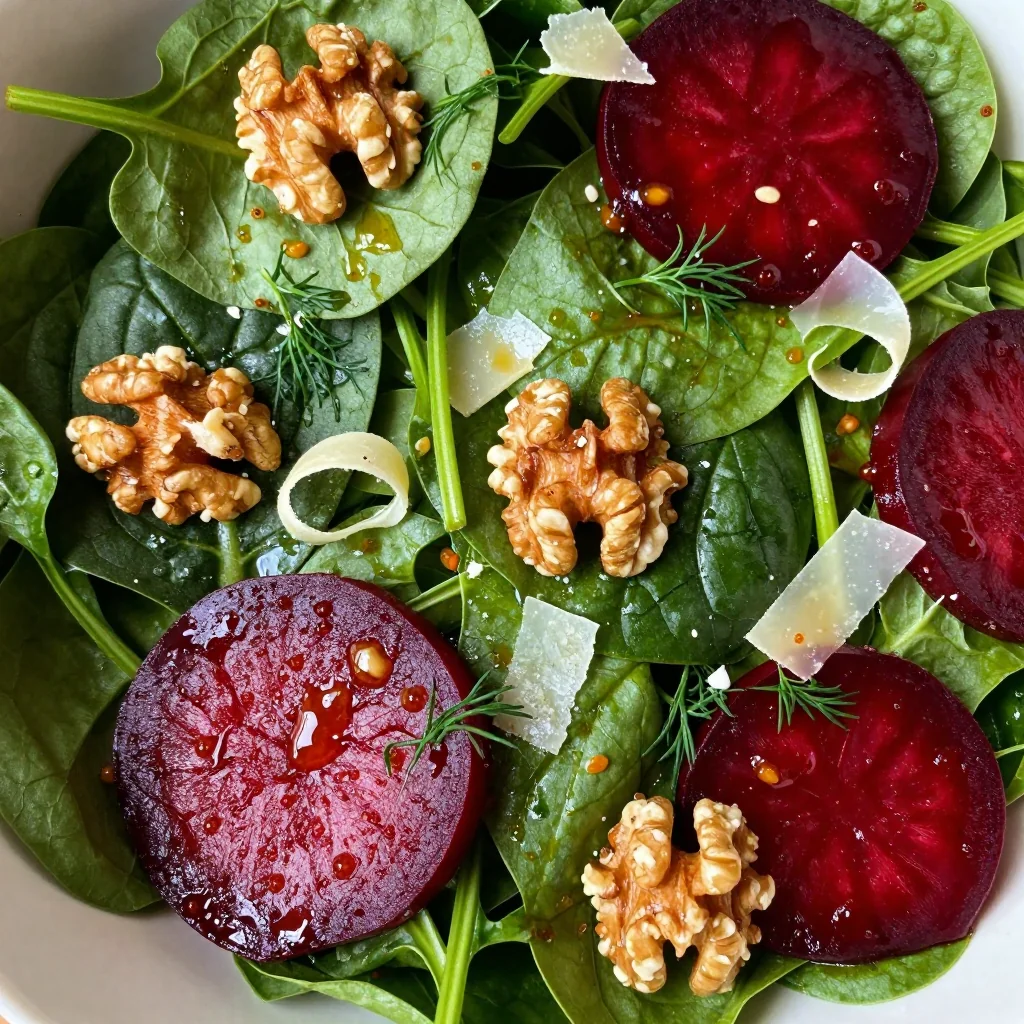 warm citrus spinach and beet salad with toasted walnuts