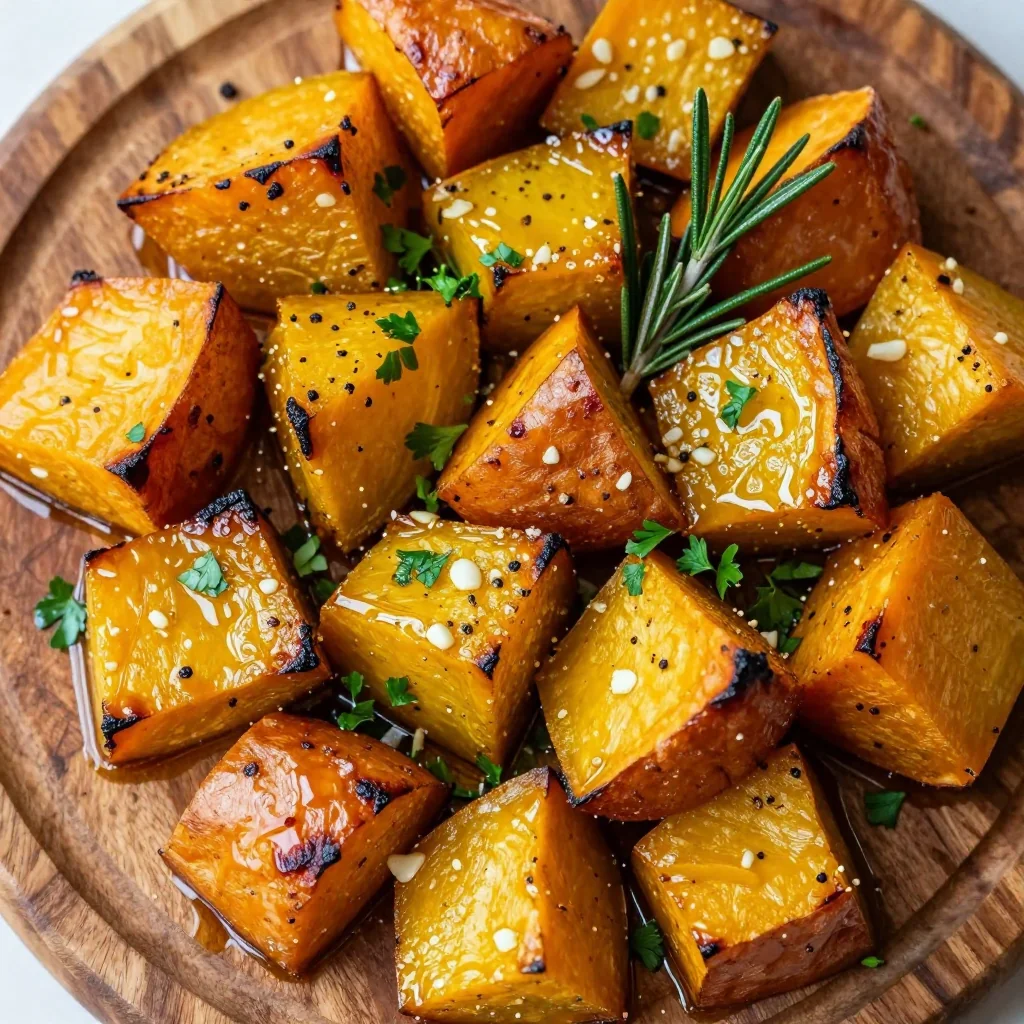 warm garlic roasted winter squash and sweet potatoes for clean eating