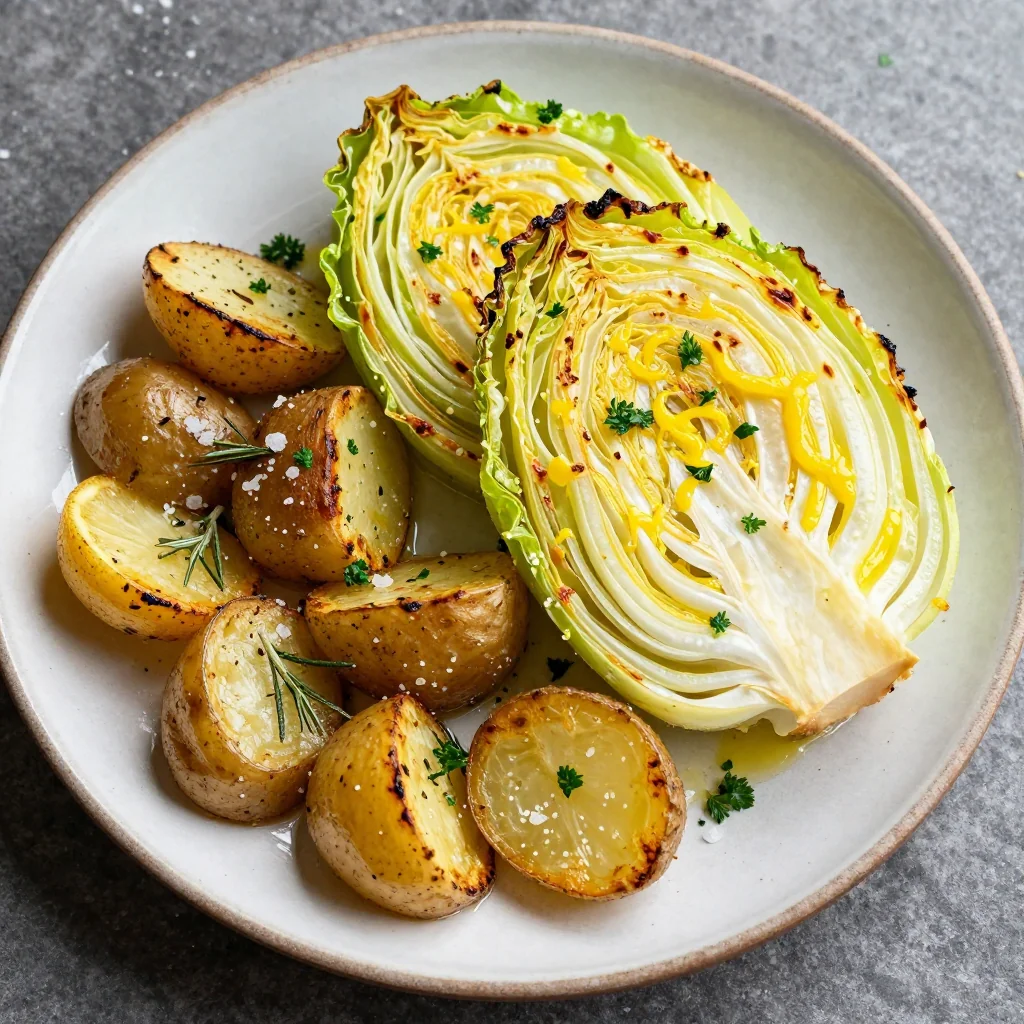 warm lemon roasted cabbage and potatoes for healthy family meals
