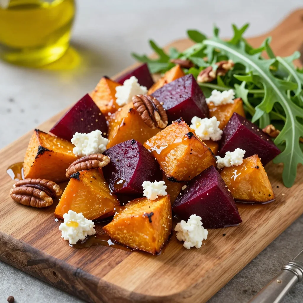 warm roasted sweet potato and beet salad for healthy january evenings