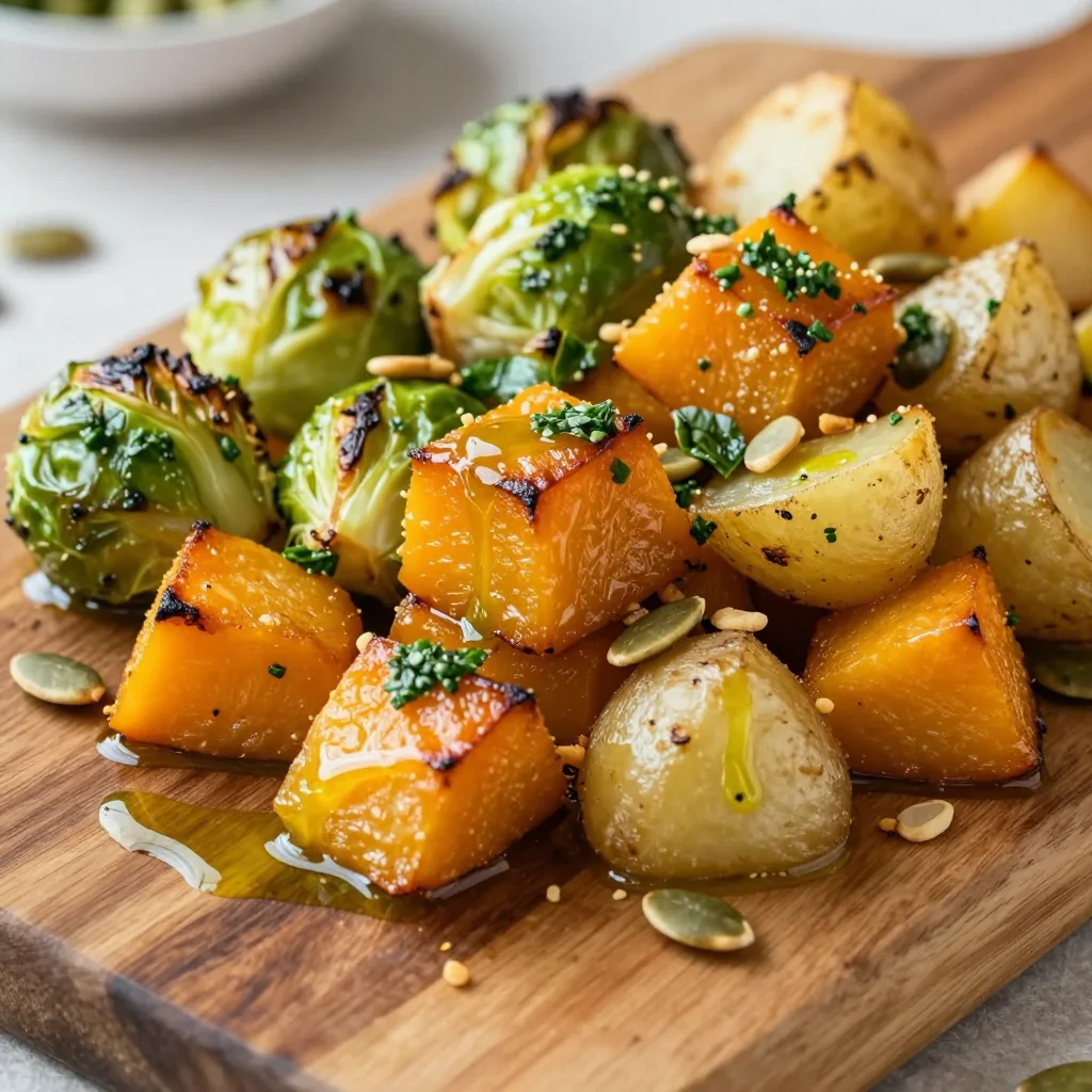 warm roasted winter squash and potato salad with garlic for budget dinners