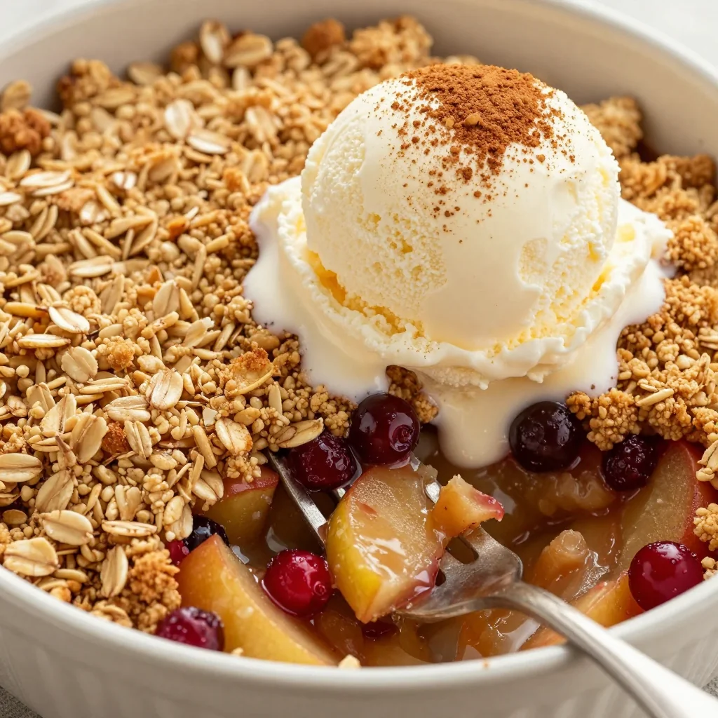 warm spiced apple and cranberry crisp for holiday dessert after new year