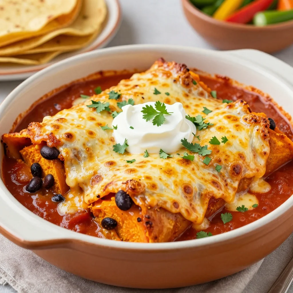 warm sweet potato and black bean enchiladas for familyfriendly dinners