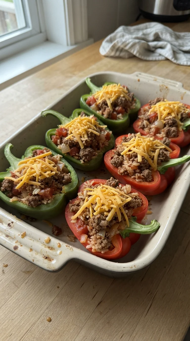 Step-by-step cooking of Cheesy Beef Stuffed Peppers