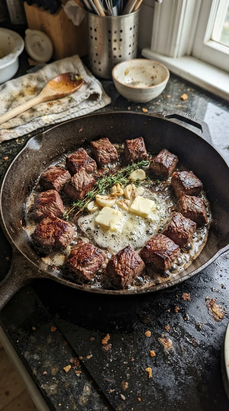 Step-by-step cooking of Cowboy Butter Steak Bites