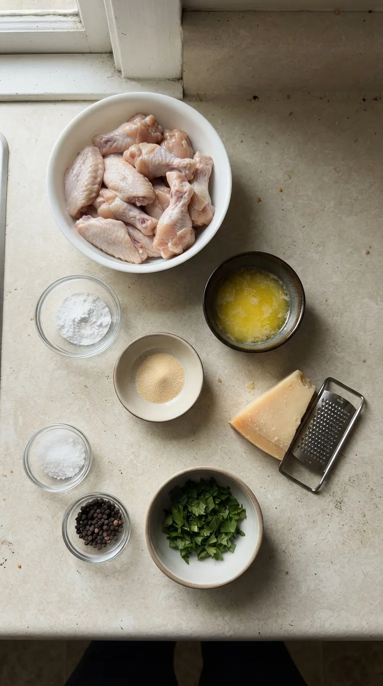 Ingredients for Crispy Garlic Parmesan Wings
