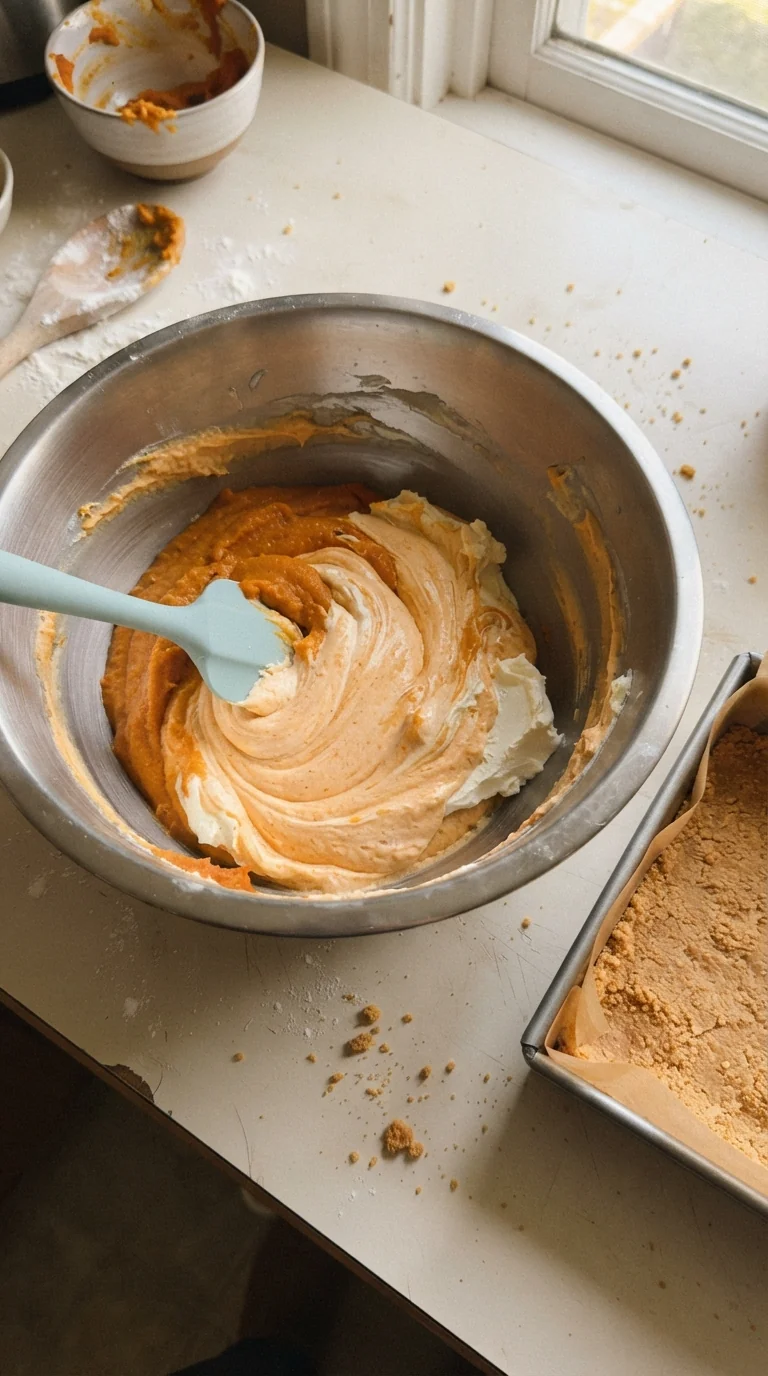 Step-by-step cooking of Pumpkin Pie Cheesecake Bars Recipe