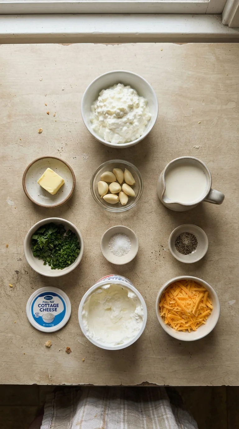 Ingredients for Whipped Cottage Cheese Spread