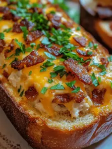Chicken Bacon Ranch Stuffed Bread is a delectable dish that has become a favorite among food lovers for its irresistible combination of flavors and textures. Imagine a crusty loaf of French bread overflowing with tender chicken, crispy bacon, creamy ranch dressing, and gooey cheddar cheese. Each bite offers a delightful crunch followed by a burst of savory goodness that is sure to please both kids and adults alike. This dish is not only a hit at family dinners but also a crowd-pleaser at gatherings, tailgates, and potlucks.