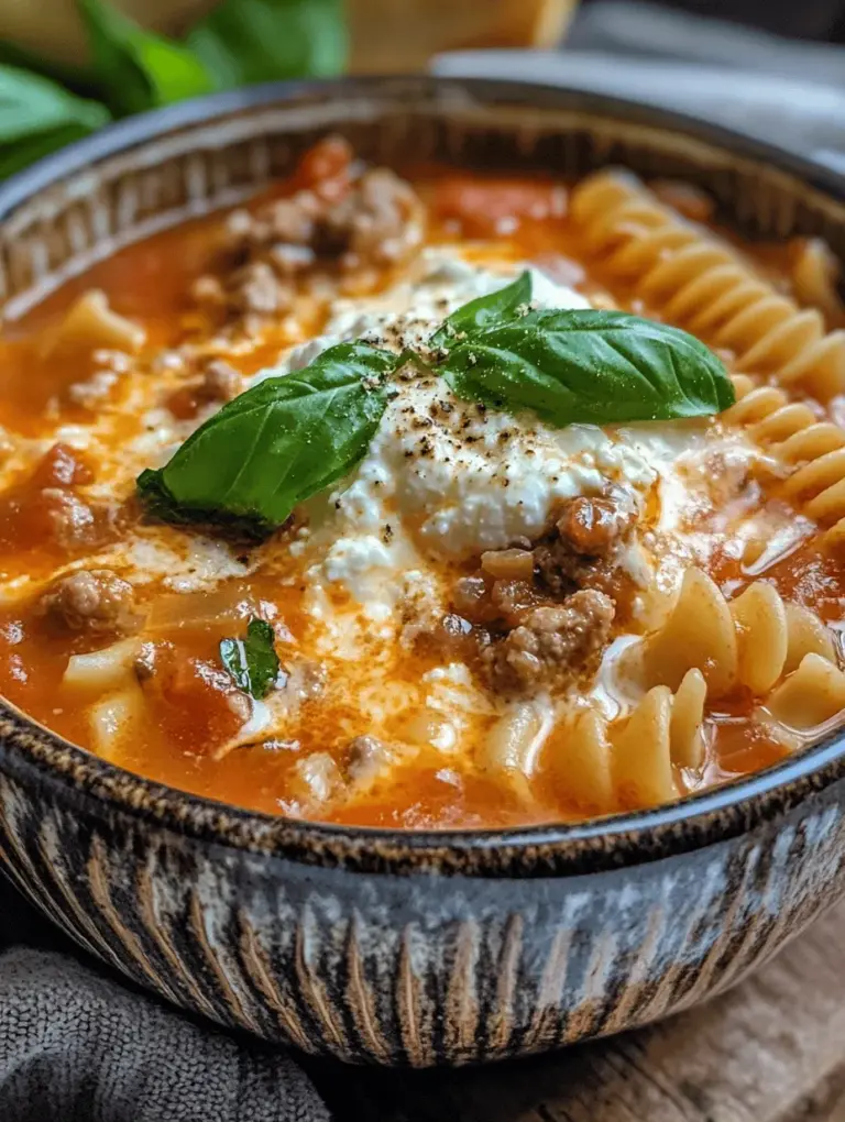Lasagna soup has gained a devoted following among food enthusiasts and home cooks alike, and it’s easy to see why. This dish combines the rich, comforting flavors of traditional lasagna with the ease and warmth of a hearty soup. It’s a delightful way to enjoy the classic flavors of Italy without the fuss of layering noodles and cheese. Lasagna soup is not just a meal; it’s an experience that brings families together around the dinner table. With its rich flavors and satisfying textures, this dish is perfect for any occasion, from a casual weeknight dinner to a festive gathering.
