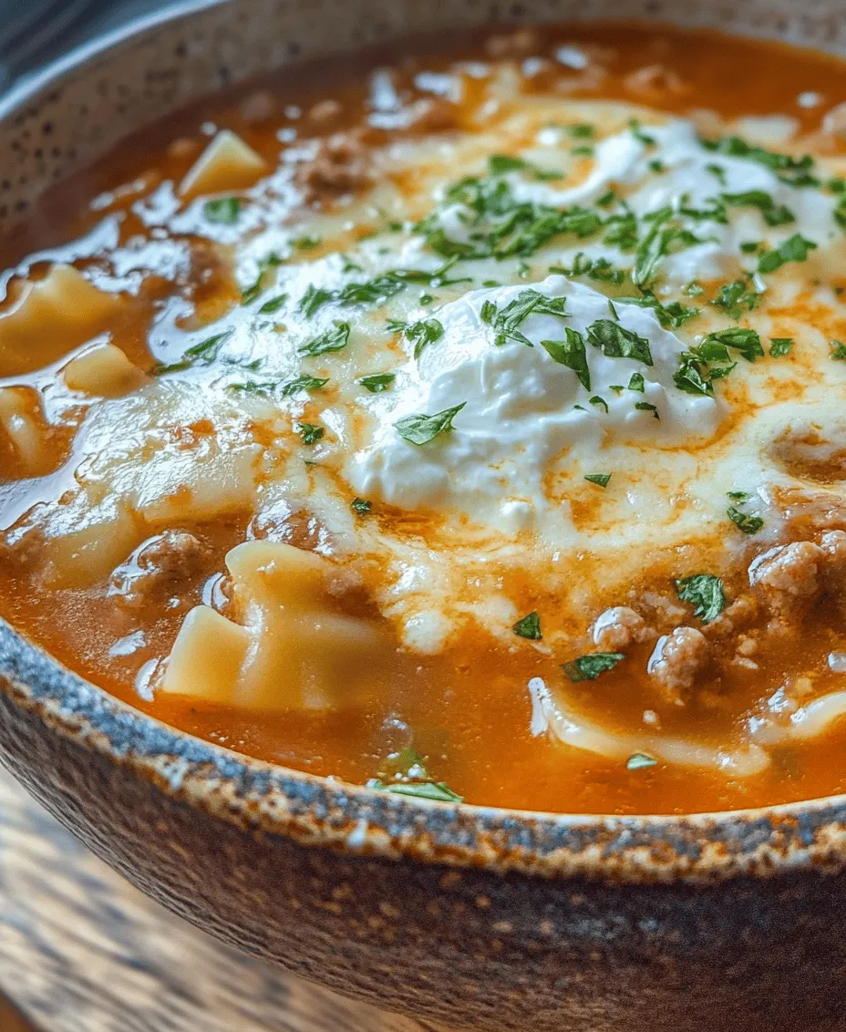Lasagna Soup is the ultimate comfort food, offering the rich, savory flavors of traditional lasagna in a warm, hearty soup format. This innovative dish takes all the beloved components of lasagna—layers of pasta, rich meat sauce, and creamy cheese—and transforms them into a bowl of deliciousness that is perfect for any occasion. Whether it’s a chilly evening or a busy weeknight, this soup provides a satisfying meal that warms both the body and soul.