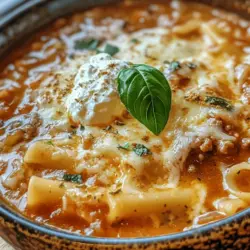 Lasagna Soup is the ultimate comfort food, offering the rich, savory flavors of traditional lasagna in a warm, hearty soup format. This innovative dish takes all the beloved components of lasagna—layers of pasta, rich meat sauce, and creamy cheese—and transforms them into a bowl of deliciousness that is perfect for any occasion. Whether it’s a chilly evening or a busy weeknight, this soup provides a satisfying meal that warms both the body and soul.