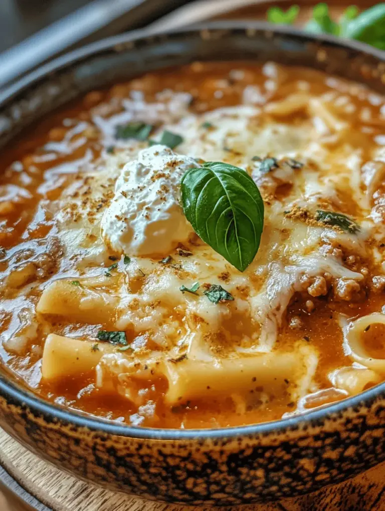 Lasagna Soup is the ultimate comfort food, offering the rich, savory flavors of traditional lasagna in a warm, hearty soup format. This innovative dish takes all the beloved components of lasagna—layers of pasta, rich meat sauce, and creamy cheese—and transforms them into a bowl of deliciousness that is perfect for any occasion. Whether it’s a chilly evening or a busy weeknight, this soup provides a satisfying meal that warms both the body and soul.
