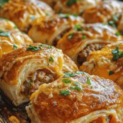 If you’re on the lookout for a crowd-pleasing appetizer or a comforting snack, look no further than our Sausage, Rotel & Cream Cheese Crescent Rolls. This delightful recipe marries savory sausage with the creamy richness of cream cheese, all nestled in a flaky crescent roll dough. The addition of Rotel diced tomatoes with green chilies brings a zesty kick that elevates the flavor profile, making these rolls a perfect choice for any gathering, be it a festive party or a cozy family get-together.