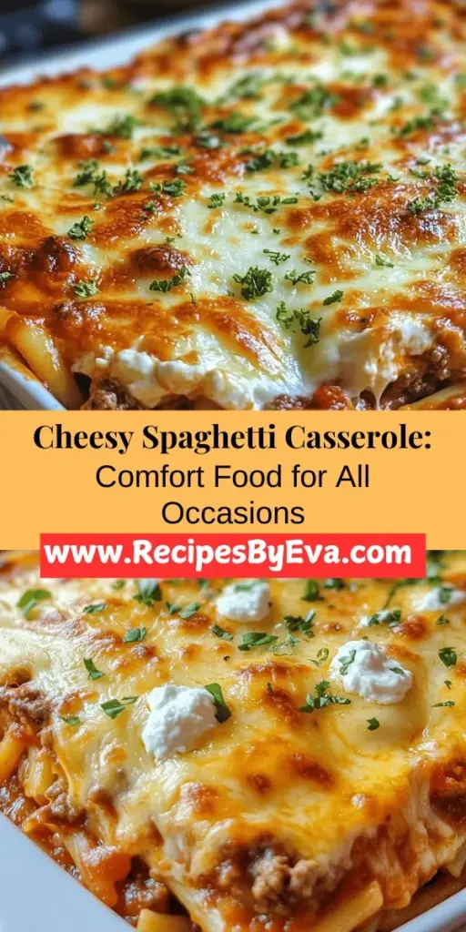 Discover the ultimate comfort food with our Cheesy Spaghetti Casserole Delight! This mouthwatering dish features hearty spaghetti, rich meat, and gooey cheese, perfect for family dinners or gatherings. It's easily customizable to cater to all taste preferences, making it a crowd-pleaser. From flavor-packed marinara to creamy cheese layers, this casserole is a nostalgic treat that brings everyone together. Get ready to savor every bite! #ComfortFood #SpaghettiCasserole #CheesyDelight #FamilyRecipes #MealPrepIdeas