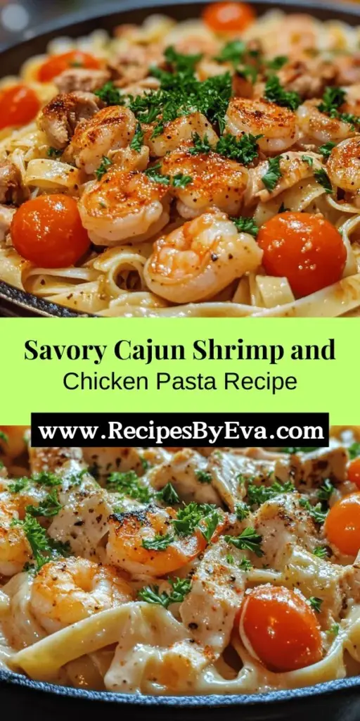 Indulge in the rich flavors of Creamy Cajun Shrimp and Chicken Pasta! This delightful dish brings together succulent shrimp and tender chicken in a luxurious, spiced cream sauce, making it a perfect choice for any dinner. With its roots in Cajun cuisine, this recipe showcases vibrant vegetables and aromatic spices for a taste that's both comforting and exciting. Easy to prepare yet impressive for guests, it’s a must-try for pasta lovers! #CajunCuisine #PastaRecipe #ComfortFood #ShrimpAndChicken #Foodie #DinnerIdeas