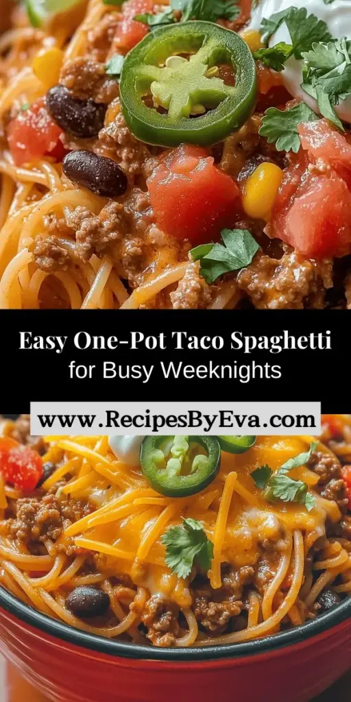 Discover the perfect solution for busy weeknights with this One-Pot Taco Spaghetti recipe! This delightful dish combines all the classic taco flavors you love with hearty spaghetti, creating a comforting meal in just one pot. Enjoy the savory seasoned meat, vibrant vegetables, and gooey cheese, all while saving time on cooking and cleanup. This versatile recipe can easily be customized to suit your dietary preferences, making it a hit for the whole family!