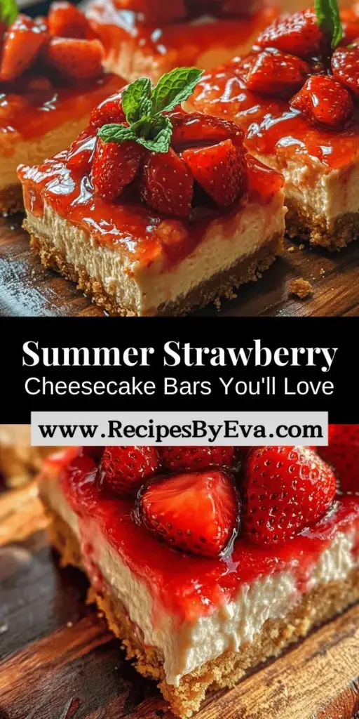 Discover the perfect summer treat with these delightful strawberry cheesecake bars. Combining rich, creamy cheesecake with the vibrant flavor of fresh strawberries, these bars offer a balance of sweetness and tartness that makes them ideal for any gathering. Whether you're an experienced baker or just starting out, this easy recipe will impress your friends and family. Dive into the step-by-step instructions and enjoy a refreshing dessert that's great for sharing or savoring solo.