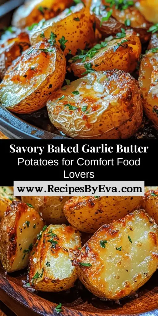 Elevate your meal with baked garlic butter potatoes! This comforting side dish features Yukon Gold potatoes infused with rich garlic and buttery goodness. Easy to prepare, they pair perfectly with everything from roasted meats to salads. Enhance their flavor with fresh herbs and spices for a truly mouthwatering experience. Discover a recipe that brings warmth and satisfaction to any dining table! #ComfortFood #SideDish #GarlicButter #YukonGold #EasyRecipes #HomeCooking #PotatoRecipes