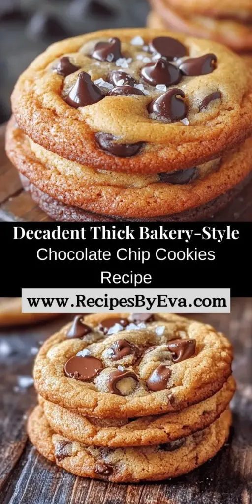 Indulge in the ultimate treat with our Ultra Thick Bakery Style Chocolate Chip Cookies recipe! Experience the perfect balance of a crunchy exterior and a soft, gooey center, all while evoking nostalgia with each bite. Using high-quality ingredients and a touch of science, these cookies promise to impress. Bake them for family gatherings, or enjoy them fresh from the oven. Your sweet journey begins here! #ChocolateChipCookies #Baking #CookieRecipe #BakeryStyle #DessertLovers