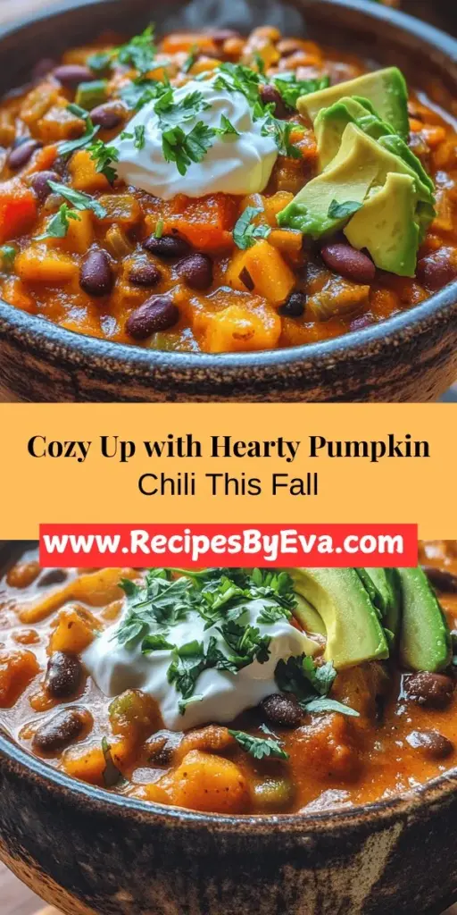 Warm up your fall evenings with this Hearty Pumpkin Chili Delight! Packed with nutritious ingredients like pumpkin, beans, and colorful veggies, this chili is not only comforting but also low in calories and high in fiber. Easy to customize, it's perfect for cozy family dinners or game day gatherings. Elevate your dish with optional toppings like avocado or cilantro for extra flavor. Dive into this seasonal recipe and enjoy its rich flavors! #HeartyChili #PumpkinRecipes #ComfortFood #HealthyEating #FallRecipes #ChiliDelight #MealPrep