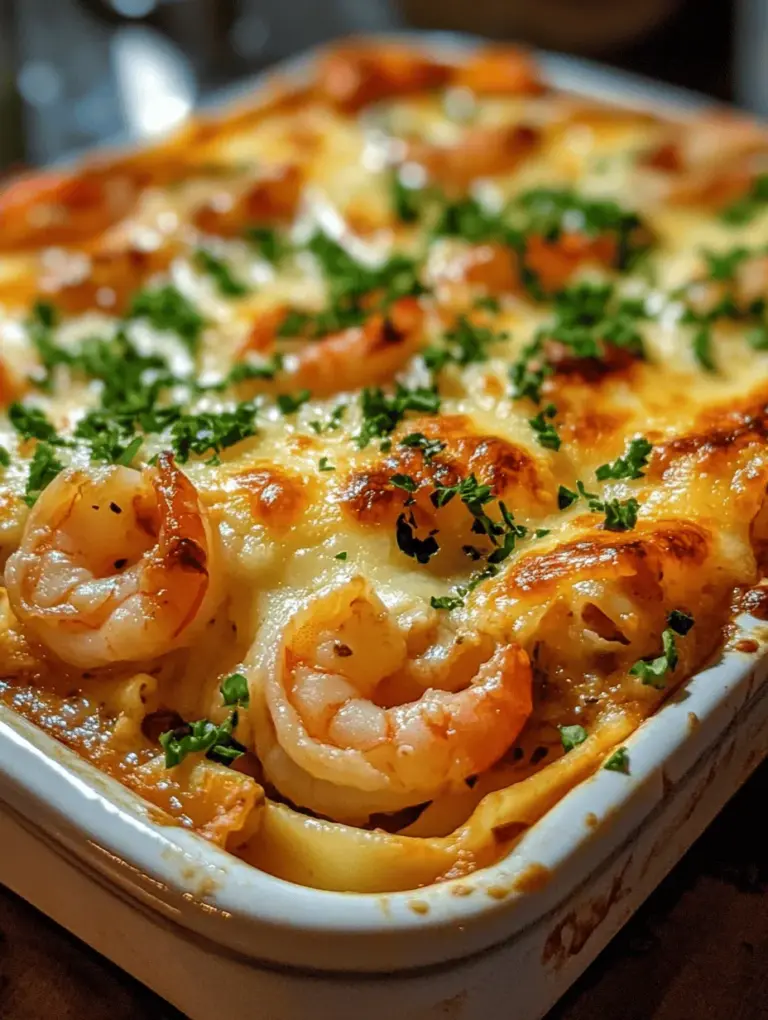 Imagine a dish that marries the comforting layers of classic Italian lasagna with the rich, savory notes of garlic butter shrimp scampi. Enter Garlic Butter Shrimp Scampi Lasagna—a culinary creation that elevates traditional lasagna into an extraordinary seafood delight. This unique recipe not only tantalizes your taste buds but also serves as a stunning centerpiece for special occasions or a satisfying meal for family dinners. The combination of tender lasagna noodles, succulent shrimp, and a luscious garlic butter sauce creates a harmonious blend of flavors that is sure to impress both guests and loved ones alike.