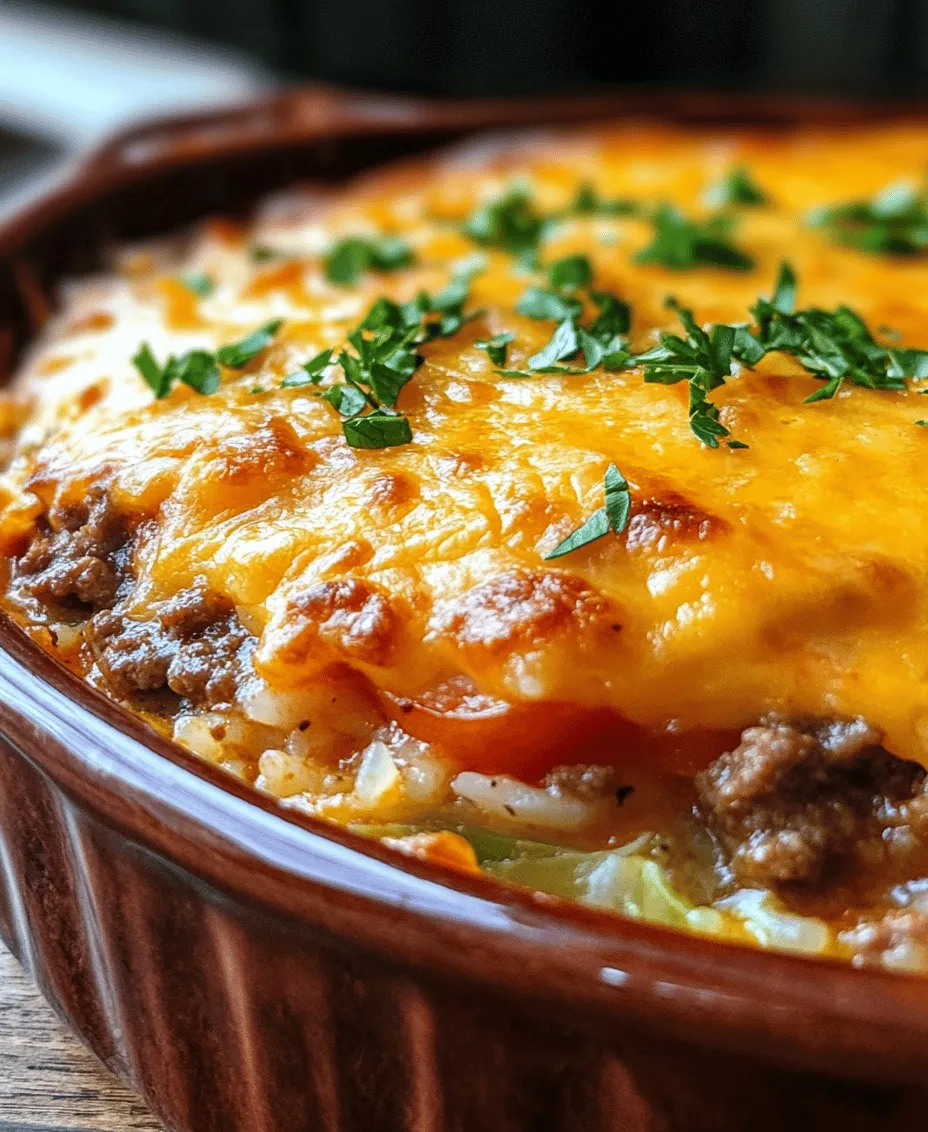 Discover the perfect blend of flavors and textures in this Cabbage Beef Bake Delight, a wholesome recipe that brings together the nutrients of cabbage, the richness of ground beef, and the comforting warmth of melted cheese. This dish not only satisfies your hunger but also provides a delicious way to enjoy vegetables. Cabbage Beef Bake Delight is more than just a meal; it’s a reminder of home-cooked comfort that resonates with many families. As we delve into the details of this recipe, you will learn how to create this satisfying dish that’s ideal for weeknight dinners, family gatherings, or meal prep sessions.