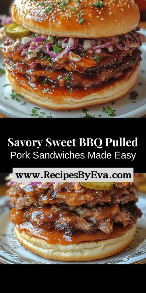 Discover the ultimate comfort food with these Sweet & Savory BBQ Pulled Pork Sandwiches! This recipe transforms tender, slow-cooked pork shoulder into mouthwatering sandwiches with a perfect blend of sweet and smoky flavors. Using a simple spice rub and the convenience of a slow cooker, you'll create juicy pulled pork that melts in your mouth. Add your favorite BBQ sauce and exciting toppings like coleslaw or pickles for a satisfying meal that’s perfect for any gathering. Enjoy a delicious culinary experience right at home!