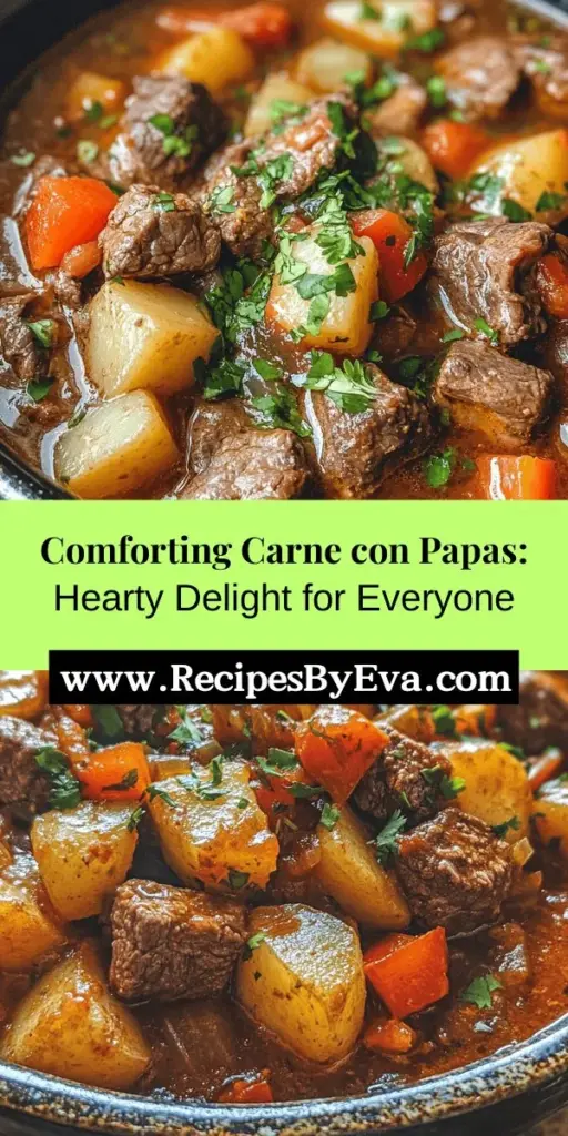 Discover the warmth and nostalgia of Carne con Papas, a classic Latin American comfort food that combines tender beef, hearty potatoes, and vibrant vegetables in a savory stew. Perfect for family gatherings or cozy nights in, this dish embodies love and tradition. Learn about its cultural significance, ingredient variations, and step-by-step preparation to create a delicious meal that will impress your loved ones. Experience the joy of home-cooked comfort food with this delightful recipe.