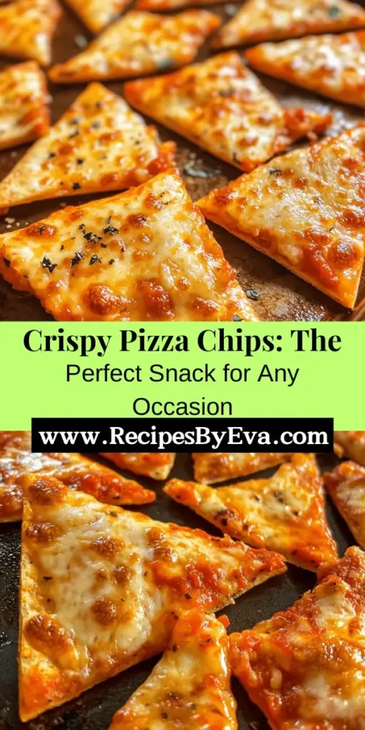 Discover how to make Crispy Pizza Chips, the perfect snack that combines all your favorite pizza flavors with a satisfying crunch. This easy recipe is great for movie nights or casual gatherings, making it simple to impress your friends and family. With just tortillas, pizza sauce, cheese, and your favorite toppings, you’ll whip up a delicious batch in no time. Enjoy them on their own or with tasty dips for an unforgettable snacking experience.