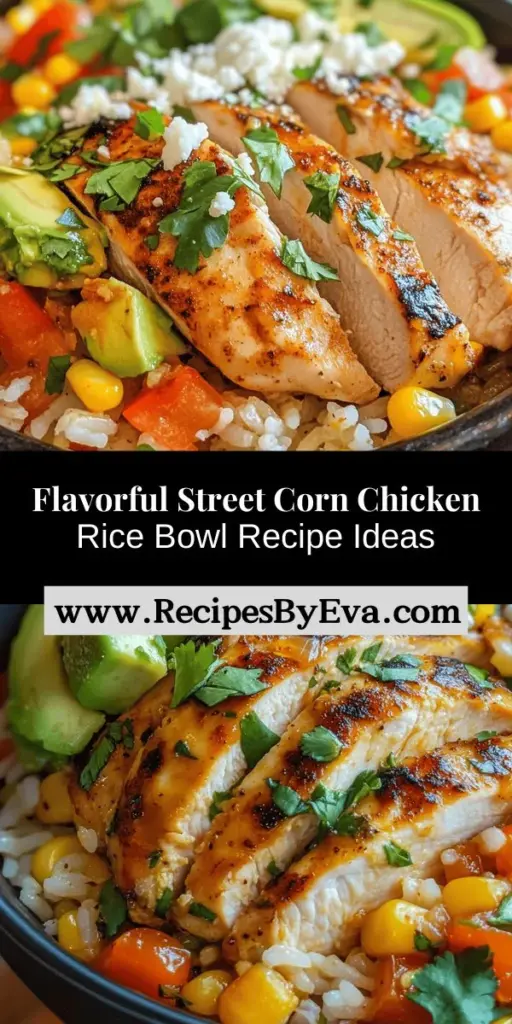 Discover the Flavor-Packed Street Corn Chicken Rice Bowl, a vibrant and satisfying meal that's perfect for any occasion. This delicious dish combines juicy chicken thighs, sweet corn, fresh veggies, and fluffy jasmine rice, topped with creamy avocado and salty Cotija cheese. Quick to prepare and easy to customize, it's a nutritious option that appeals to all tastes. Enjoy this colorful bowl that's sure to impress family and friends!