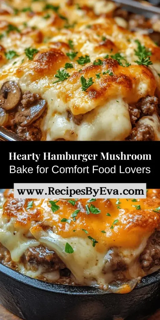 Discover the warmth of home-cooked goodness with our Savory Hamburger Mushroom Bake! This hearty casserole features ground beef, flavorful mushrooms, and melty cheddar cheese, creating a comforting dish perfect for weeknight dinners or gatherings. Easy to prepare and packed with nostalgic flavors, it’s sure to bring everyone back for seconds. Try this recipe and savor the memories! #ComfortFood #Casserole #Homemade #DinnerIdeas #Foodie #ComfortEats #MushroomRecipes #BeefCasserole