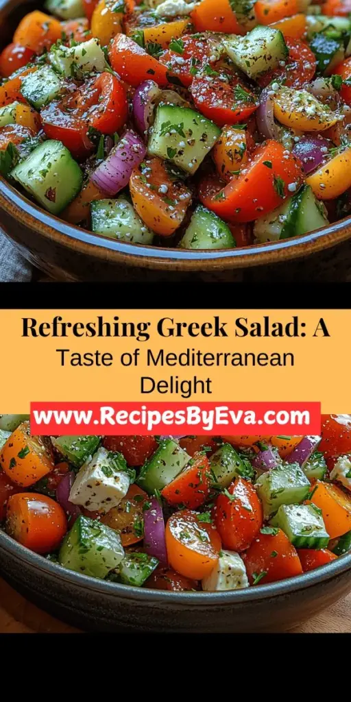 Dive into the vibrant world of Greek salad, also known as Horiatiki! This colorful dish features juicy tomatoes, crisp cucumbers, and creamy feta, delivering an explosion of flavors that’s both refreshing and nutritious. Learn about the history, health benefits, and how to make this Mediterranean classic in your kitchen. Perfect for a light lunch, dinner side, or snack, Greek salad is simple yet satisfying. Discover tips for selecting the freshest ingredients and crafting an irresistible dressing that will impress your family and friends!