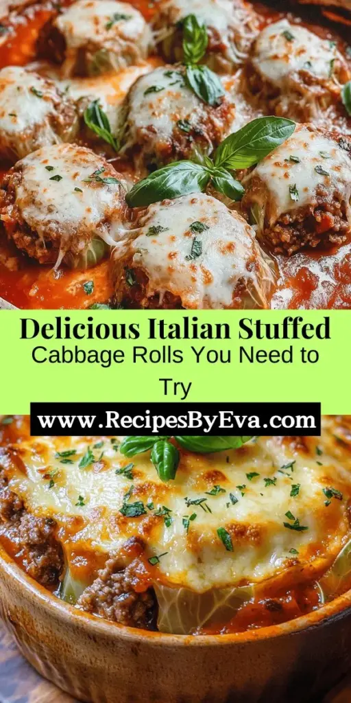 Discover the warmth of Italian cuisine with this delicious recipe for Stuffed Cabbage Rolls. Packed with tender cabbage leaves and a savory filling of ground meats, rice, and aromatic herbs, this dish is perfect for family dinners and gatherings. Follow our step-by-step guide to create these comforting rolls, complete with a rich tomato sauce that enhances their flavor. Enjoy the blend of fresh ingredients and traditional techniques that make this classic meal a true celebration of home cooking.