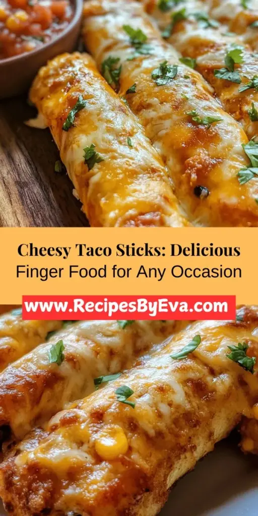 Discover the deliciousness of Cheesy Taco Sticks, a fun twist on a classic favorite! These savory snacks feature a gooey cheese filling wrapped in crispy pizza dough, making them perfect for gatherings or quick weeknight meals. With simple ingredients like ground beef or turkey, taco seasoning, and your choice of veggies, everyone can customize their sticks. Easy to prepare and irresistible, these cheesy delights will become a family favorite!