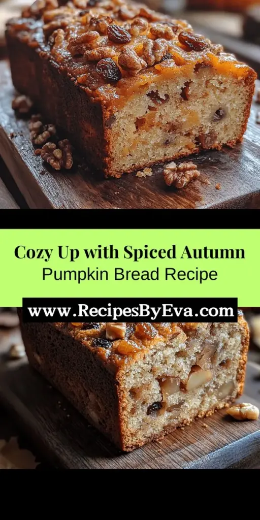 Embrace the flavors of fall with our Spiced Autumn Pumpkin Bread Delight! This heartwarming recipe combines rich pumpkin puree and a blend of warm spices like cinnamon, nutmeg, and ginger, delivering a moist, fragrant loaf that captures autumn's essence. Ideal for breakfast, a cozy snack, or dessert, this pumpkin bread is easy to make and perfect for sharing. Discover how to add your personal touch with optional ingredients and enjoy a slice as the leaves change color.