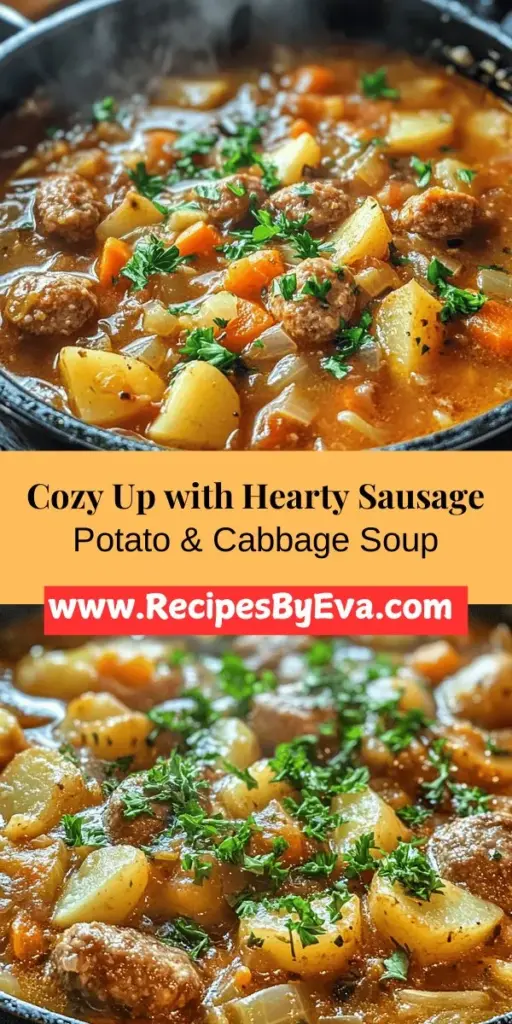 Warm up your chilly evenings with a bowl of Hearty Sausage Potato and Cabbage Soup, a comforting meal that brings together wholesome ingredients for a nourishing experience. This soup, inspired by European traditions, blends flavorful sausage, tender potatoes, and crunchy cabbage into a dish that’s both satisfying and easy to prepare. Perfect for family dinners or casual gatherings, this recipe is a heartwarming hug in a bowl that everyone will love!