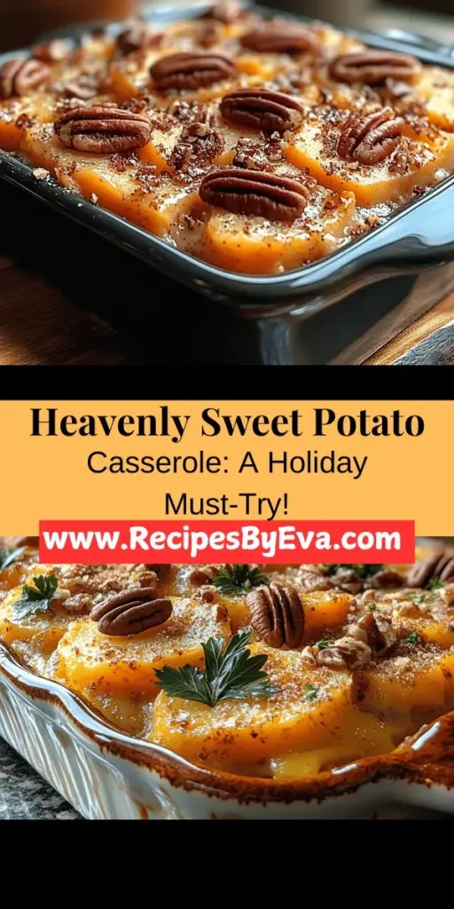 Discover the comfort of a Heavenly Sweet Potato Casserole with Pecan Topping, a dish that brings a delightful blend of sweet and nutty flavors. This crowd-pleaser is perfect for holiday gatherings or cozy weeknight dinners. The creamy sweet potato base, enriched with spices and topped with a crunchy pecan mixture, creates a deliciously satisfying experience. With its versatility and health benefits, this casserole will quickly become a cherished recipe in your home.